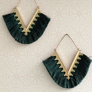 *Free* Green Fringe Statement Earrings